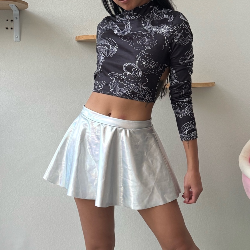 Chic Silver Skater Skirt
